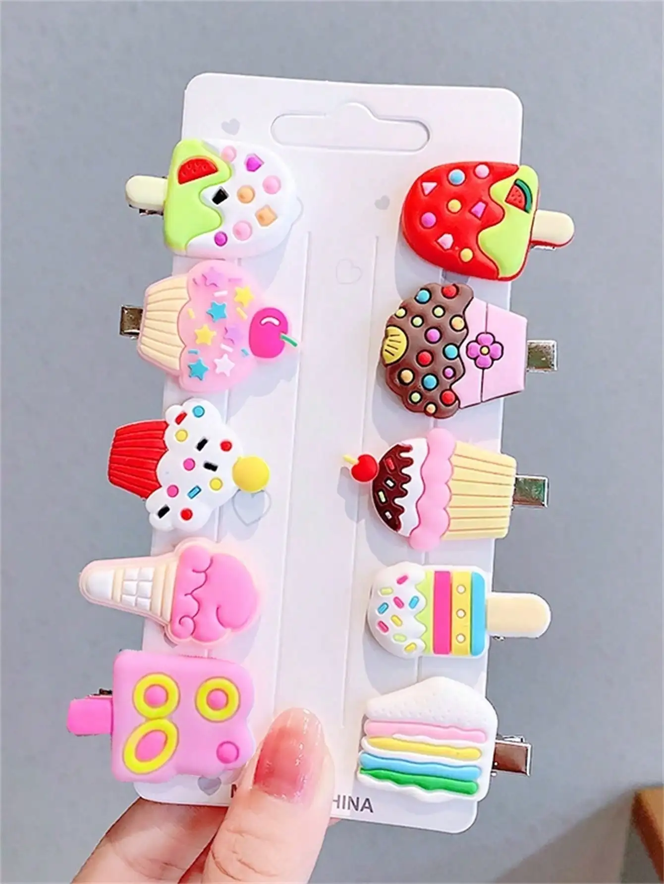 10 hair clips Summer new hair accessories Cute Ice cream Ice cream Clip bangs clip duck beak clip edge clip