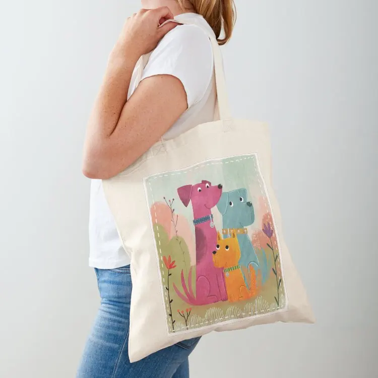 

Three dogs Tote Bag Women's shopper Portable shopping bag Canvas stote bag shopping bags foldable