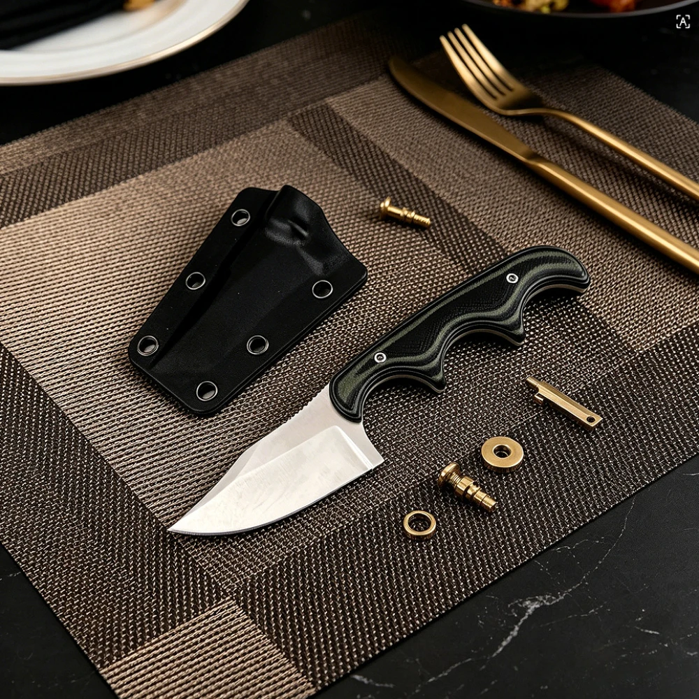 NEW 2387 EDC Fixed Blade Knife 8Cr13MoV Steel Blade, Dual-Color G10 Handle Outdoor Multipurpose Tool for Camping and Fishing