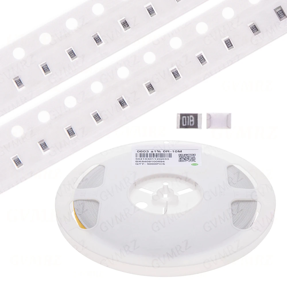 1Reel 5000pcs 0603 1%  percent  SMD  0 ohm ~ 10M ohm chip resistor 0 10R 100R 220R 330R 470R 1K 4.7K 10K 47K 100K 0 10100 330ohm
