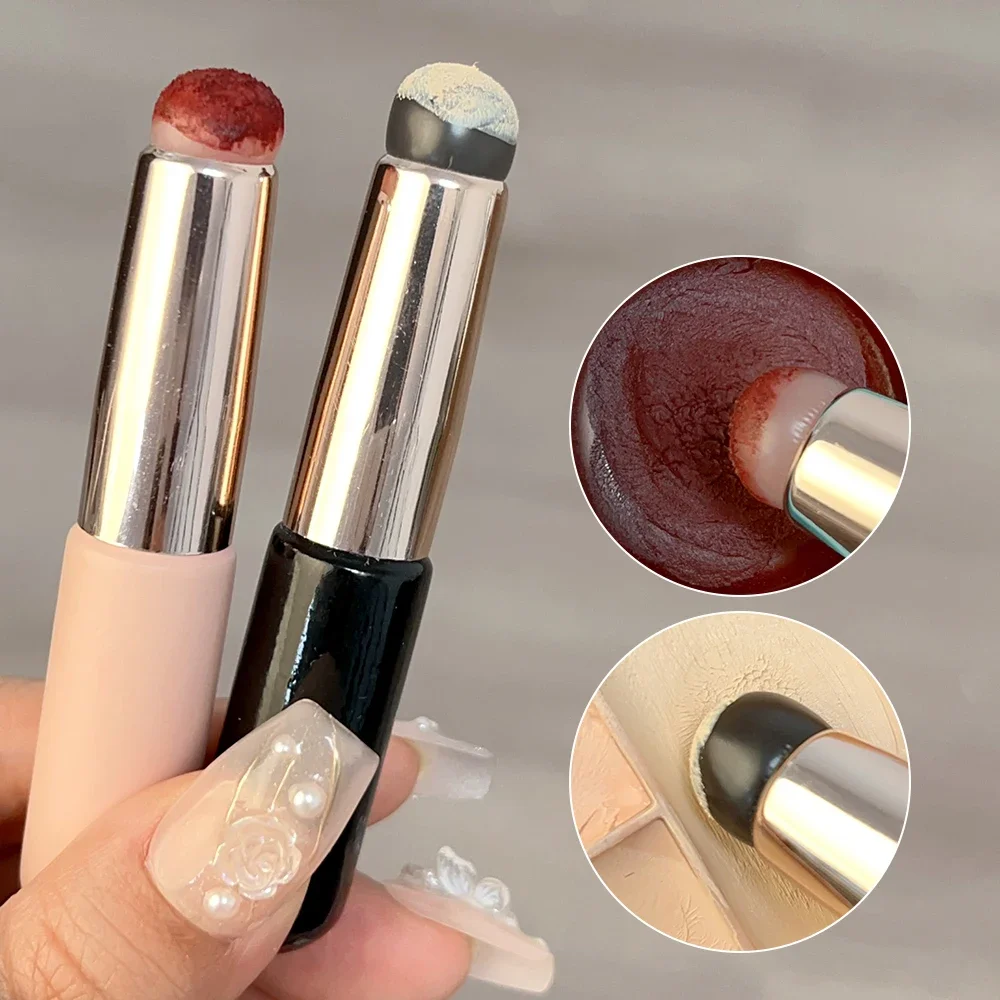 Escova de maquiagem labial de silicone com tampa, multifuncional, cabeça macia e redonda, pincéis corretivos, bálsamo labial, batom, atualização, 4 peças