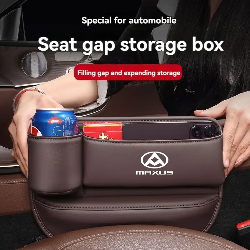 

Leather Car Seat Gap Organizer Crevice Side Storage Box Filler Side Storage Pocket With Cup Holder For Maxus Car Accessories