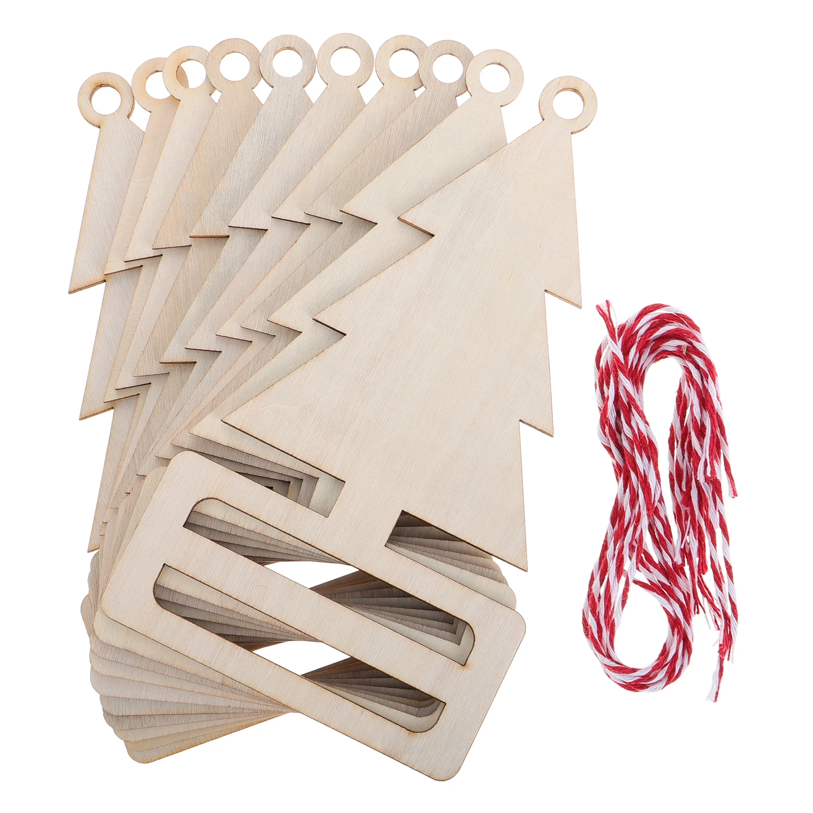 

10 Pcs Wooden Christmas Tree Ornaments Unfinished DIY Blank Paint Party Decorations Craft Slices Hanging Tags Gifts