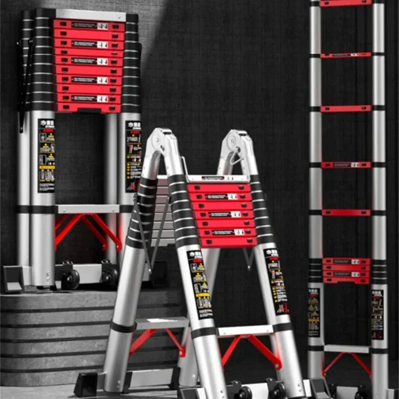 Multifuncional Lifting Step Ladders para Casa, Herringbone Telescópica Escada, Liga de Alumínio, Portátil Engenharia Folding Ladders, A