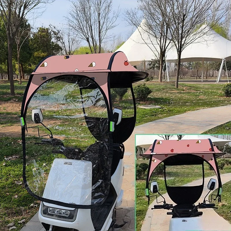 

Detachable car sunshade cover, waterproof and windproof electric car sunshade umbrella for motorcycle in four seasons rain cover