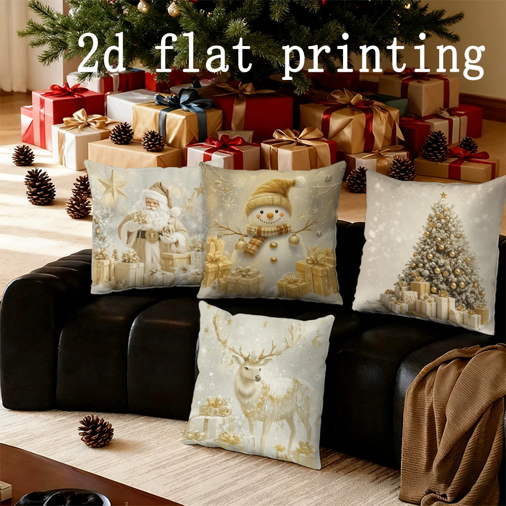 Home Decor Christmas-themed Cushion Covers with Festive Designs Pattern Cushion Cover Suitable for Sofa Bedroom Car Pillow Cover