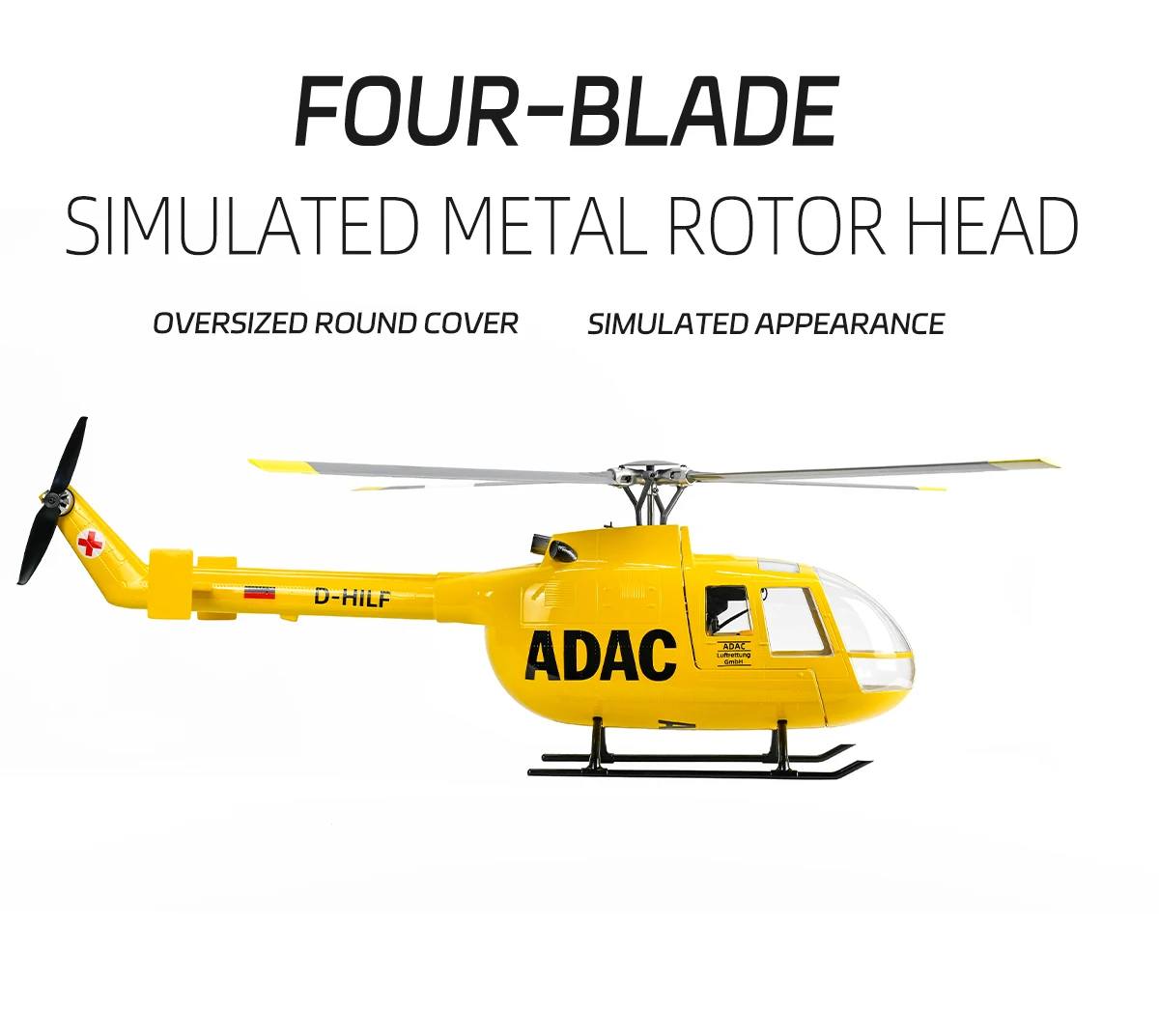 FLYWING Vierblätter Rotor Schnellverschluss-Design 4-Blatt-Rotorkopf Metall BO105 Glocke 206 UH1 V4 Für 6 mm Hauptwelle RC Hubschrauber – Detail 1