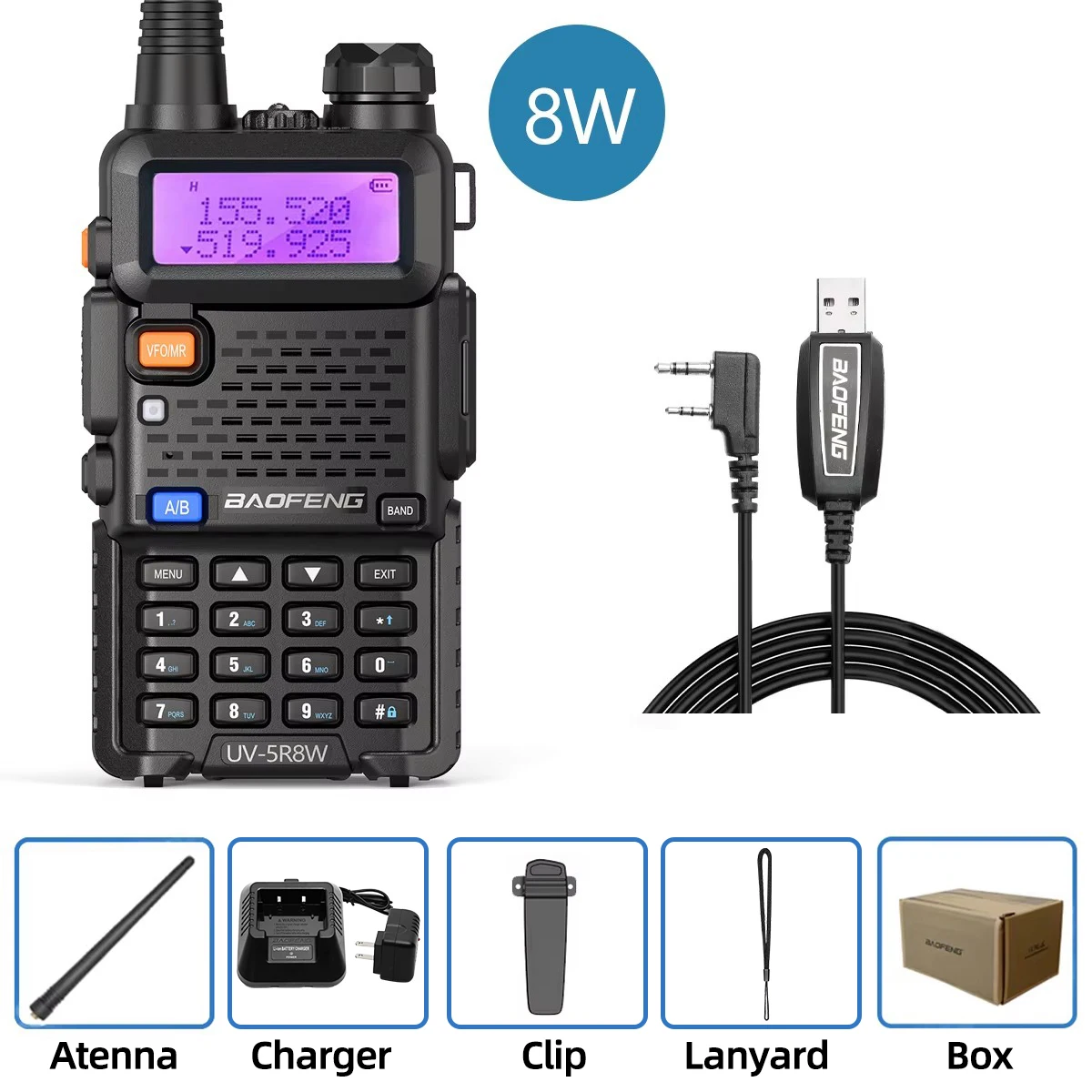 Baofeng Walkie Talkie UV 5R 5W 8W Dual Band Ham Two Way Radio Vhf Uhf FM Radio Handheld Transceiver Jagen 16KM