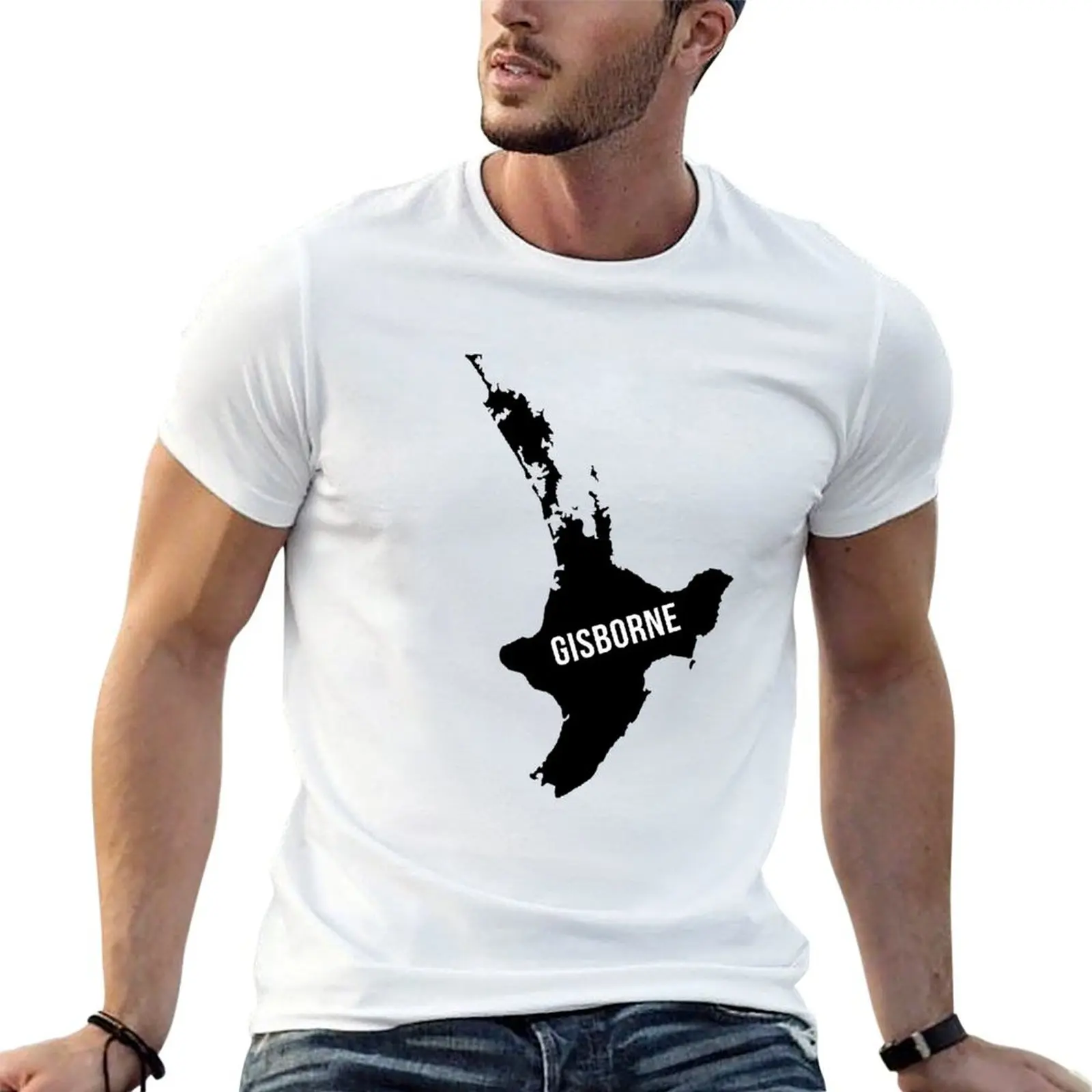 

Gisborne, New Zealand Silhouette T-Shirt man graphic t shirt cotton t shirts high quality man t shirt luxury T-shirt