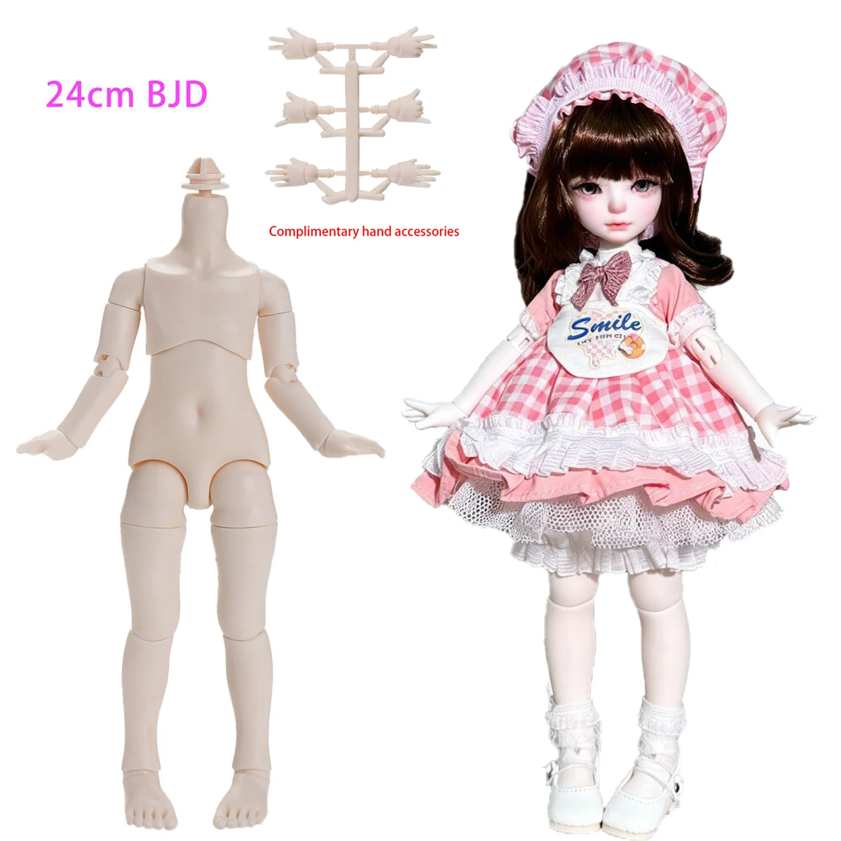 1/6 BJD Doll Body Accessories 27cm Joints Movable BJD/SD Milky White Skin Pear-Shaped Body High-Quality Body + Hand DIY Dress Up