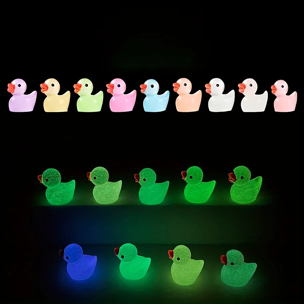 30/60/100PCS Luminous Mini Duck Micro Landscape Access Miniature Figurines Fairy Home Decoration Glow in the Dark Mixed Style view 4