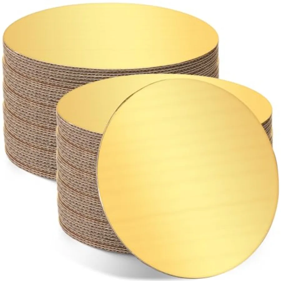 

100 шт. 12-дюймовые круглые подложки для торта из золотистого картона, жиростойкие одноразовые картонные круги, подставки для торта