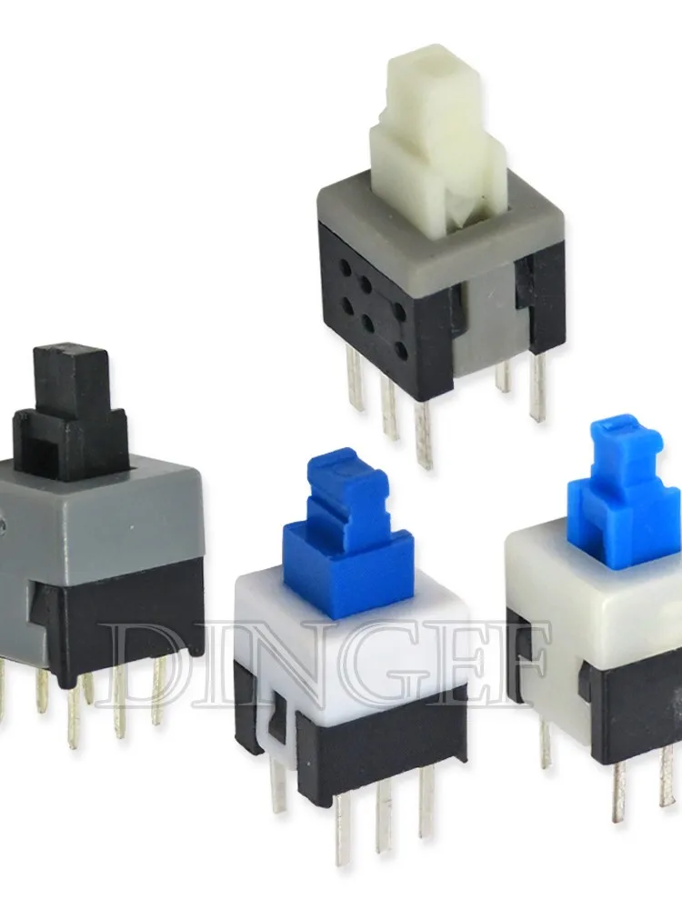 10 pièces 5.8x5.8 7x7 8x8 8.5x8.5mm autobloquant/déverrouillage Push Tactile puissance Micro interrupteur 6 broches boutons commutateurs