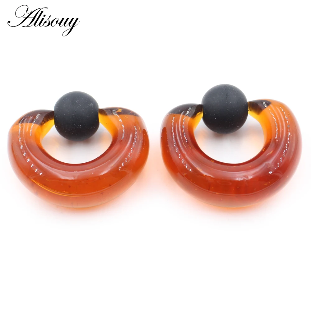 Alisouy 2PCS Glass Captive Ear Plugs Tunnel Expander Tragus Hoop Earrings Nose Nipple Ring Septum Clickers Piercing Body Jewelry