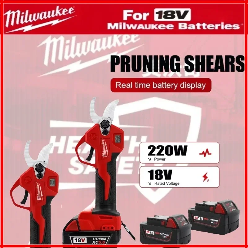 

Milwaukee 18V Battery Brushless Electric Trimmer LED Display Cordless Scissors Gardening Orchard Electric Trimming Tool.