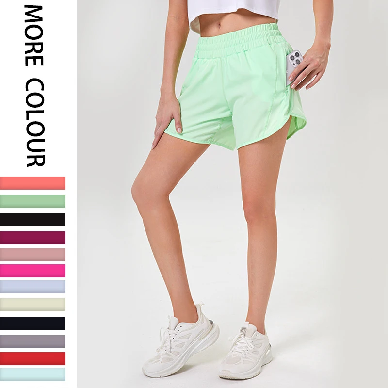 شورت يوجا رياضي للجري للسيدات، سروال عالي الخصر للتمرين في صالة الألعاب الرياضية، بطانة سريعة الجفاف، شورت ركوب الدراجات، ملابس الركض