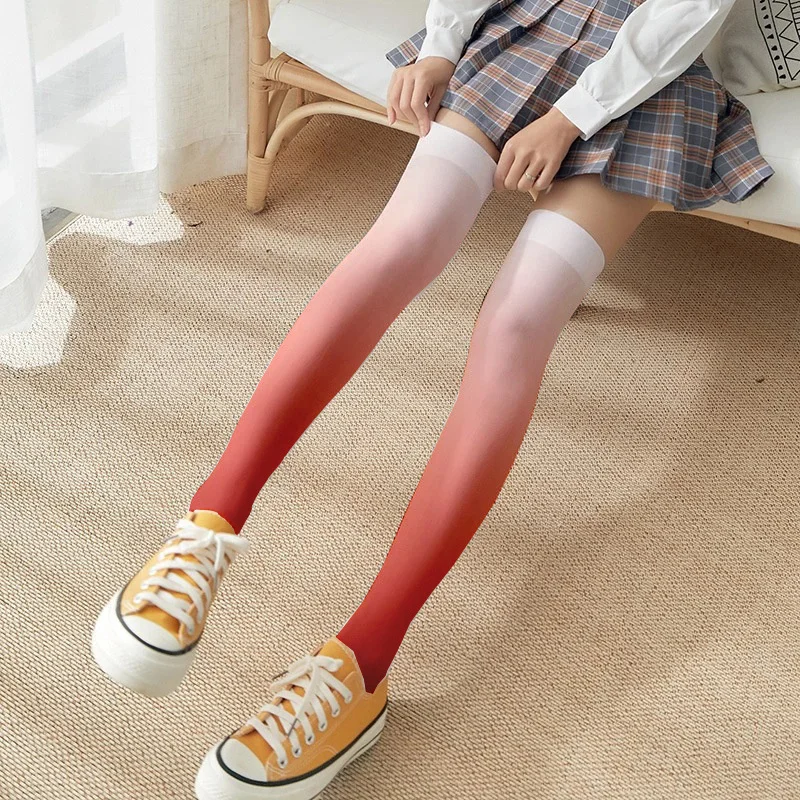 Sexy Gradient Color Printing Long Socks Summer Women Over Knee Thigh High Over The Knee Women's Stockings Ladies Knee Socks