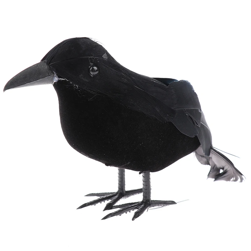 Halloween Black Crow Props Realistic Raven Spooky Feathered Crows House Decor