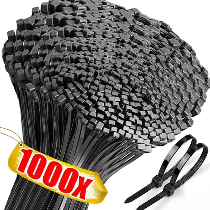 

1000 Plastic Nylon Cable Ties Self-locking Cord Ties Straps Adjustable Cables Fastening Loop Office Home Wire Zip Ties Wholesale