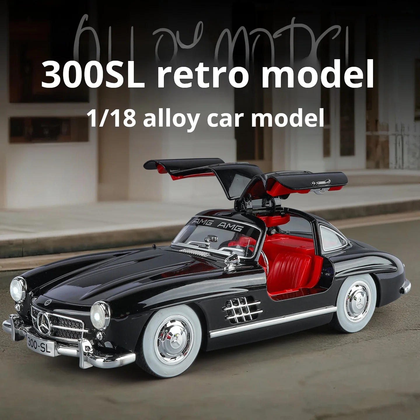 

1:18 Super-sized Mercedes-Benz 300SL alloy car model, children's toy car, vintage classic car collectible display piece