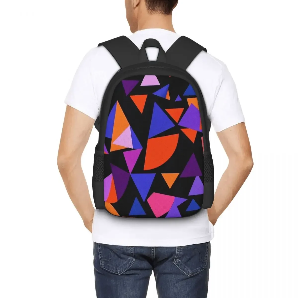 Irregular geometric backpack for boys and girls, children's backpack, laptop backpack, shoulder bag