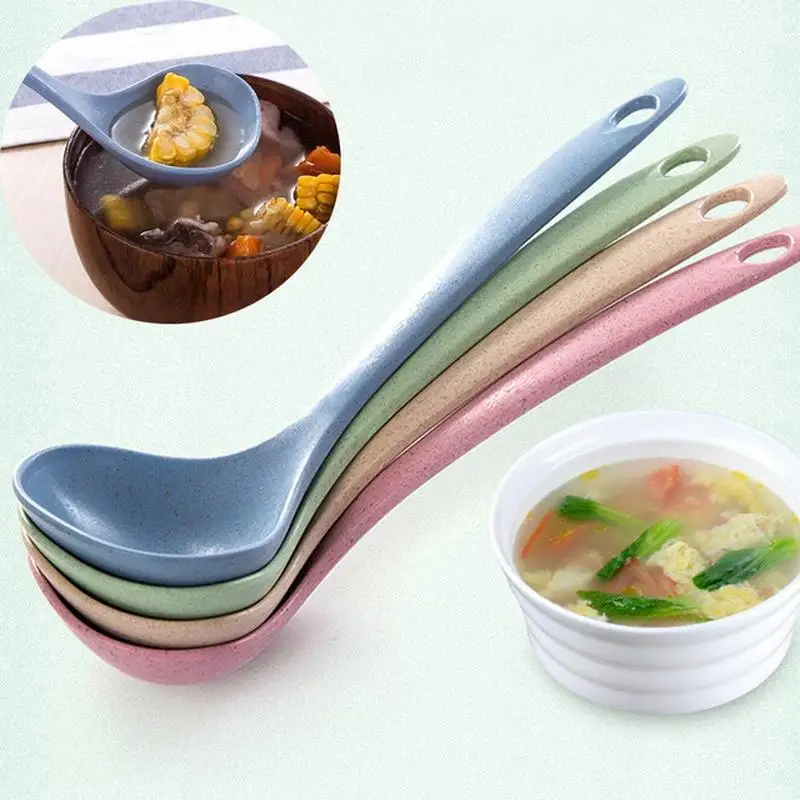 1 Pcs Color Eco-Friendly Wheat Straw Soup Spoon Stalk Spoon Rice Ladle Meal Dinner Scoop Kitchen Soup Spoon Kitchen Tools