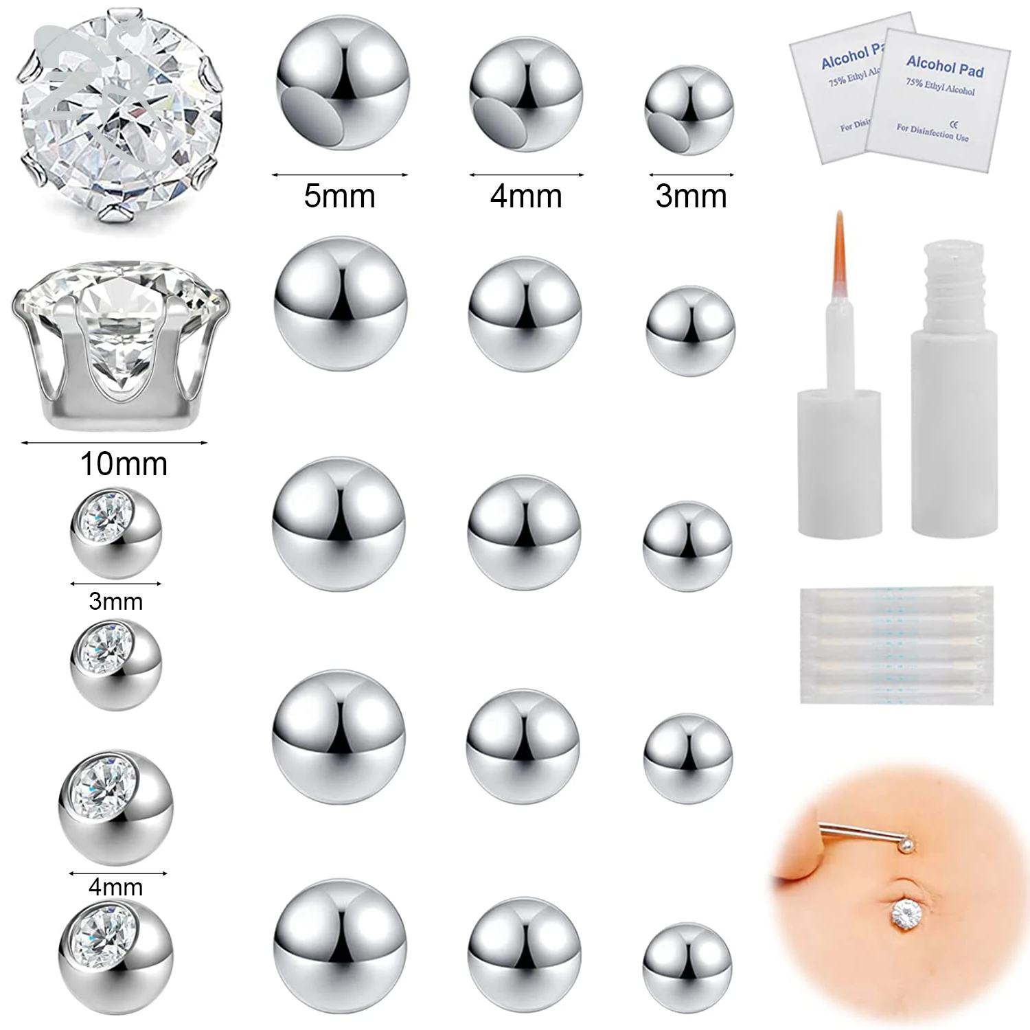 Fake Eyebrow Ring Set for Non-Piercing Body Jewelry