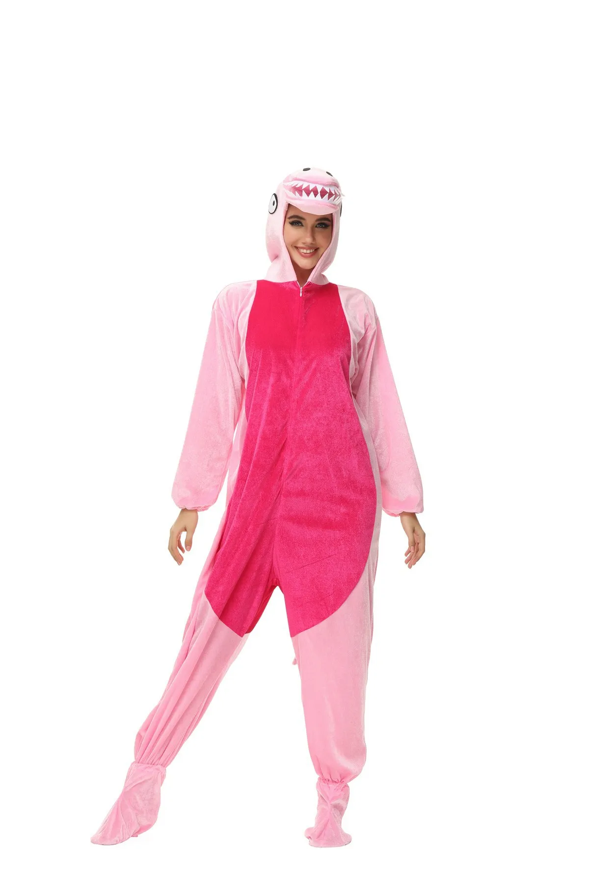 Halloween Adult Animal Cartoon Cosplay Pink T-Rex Onesie