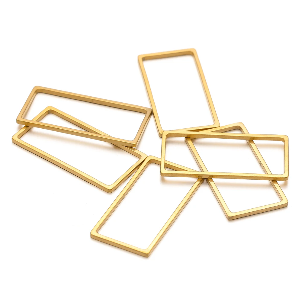 20/50pcs Stainless Steel Gold Plated Connectors Rectangle Charms Pendants For DIY Supplies Necklace Making Jewelry Accessories