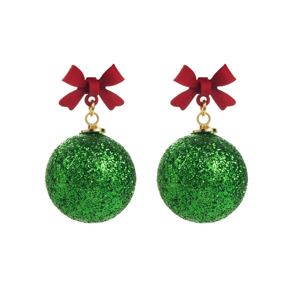 2023 New Fashion Christmas Personalized Creative Bow Ball Stocking Earrings Alloy Oil Drop Earrings Accessories Wholesale