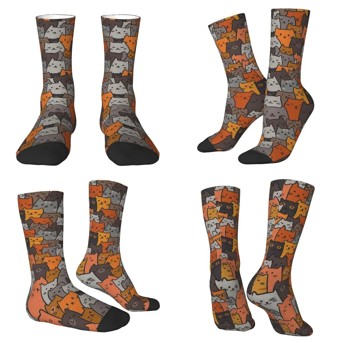 

Cat Cartoon Print Socks Harajuku Sweat Absorbing Stockings All Season Long Socks Accessories for Man's Woman's Christmas Gifts