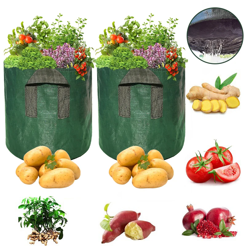 Potato Grow Bags Nursery Pot with Handles Garden Vegetable Tomato Planting Bag Thickened PE Growing Bag Garden Accessories