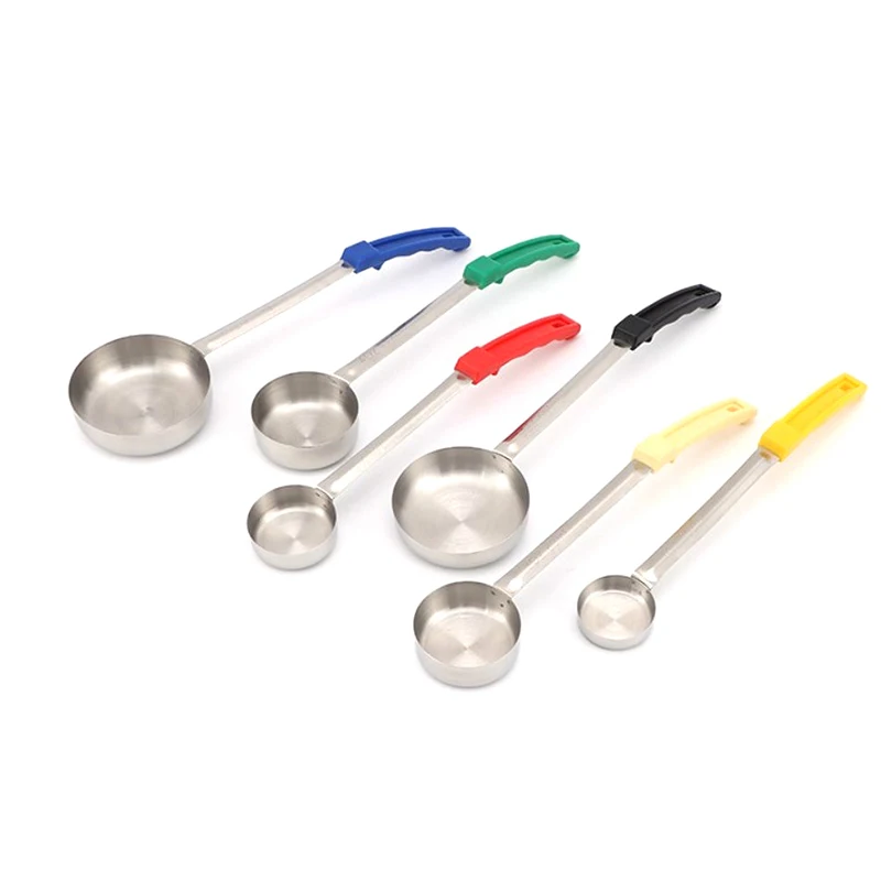 Stainless Steel Sauce Spoon With Long Rubber Handle Anti-Hot Pizza Spread Ladle Measuring Soup Spoon Kitchen Cooking Tableware