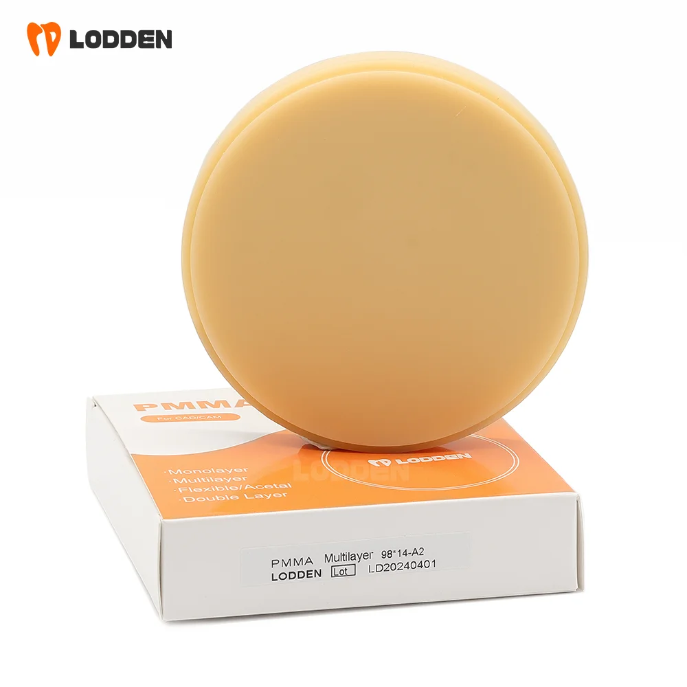 Lodden Dental Multilayer PMMA Blocks Disc for Dental Lab 98mm CAD/ CAM Open Milling System Resin Block Dentistry Materials