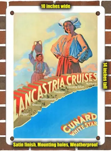 METAL SIGN - 1938 Lancastria Cruises Cunard White Star - 10x14 Inches