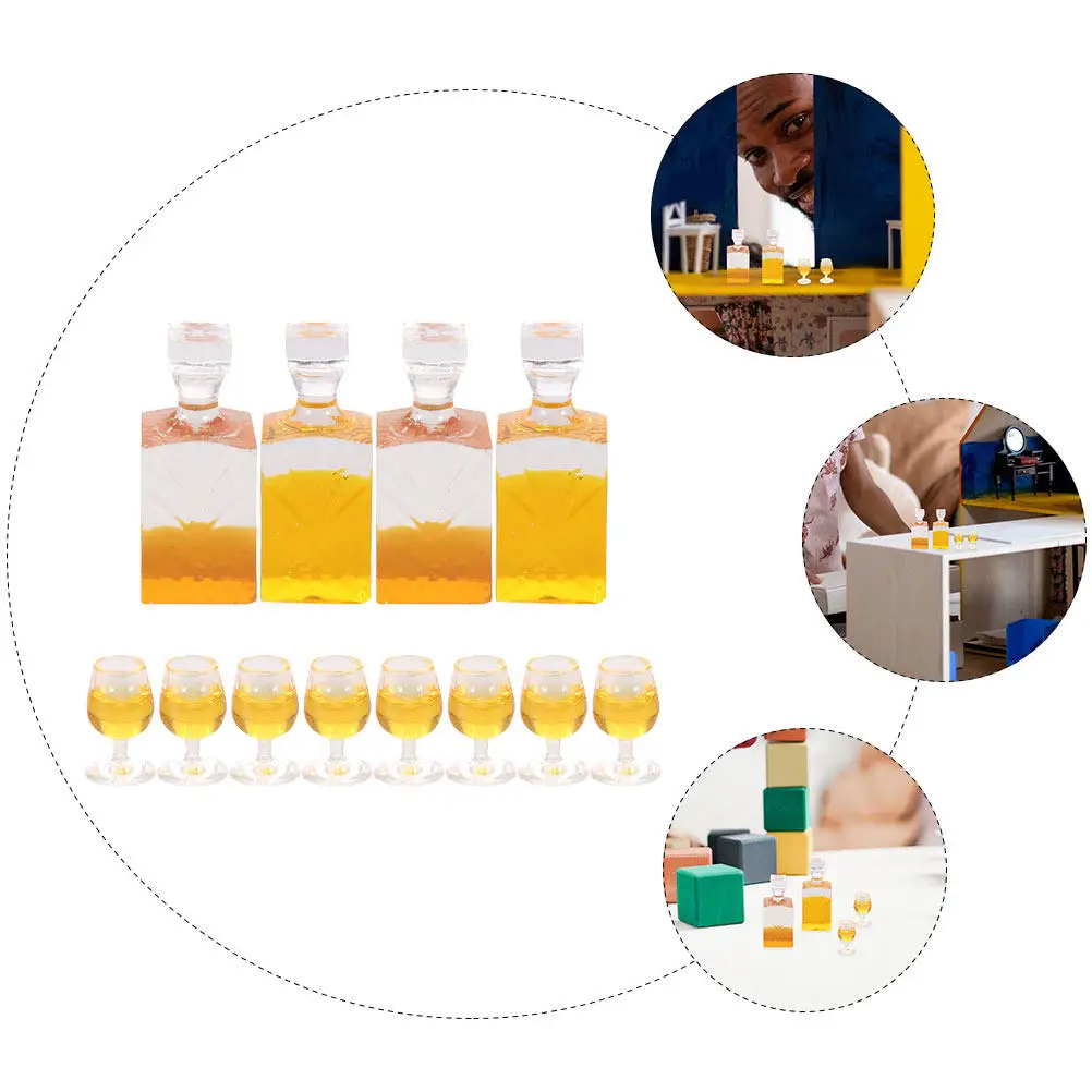 

4 комплекта декоративных мини-бутылок для вина, яркие цвета, имитация дизайна, для украшения миниатюрных домиков, настольных украшений, оформления сцен