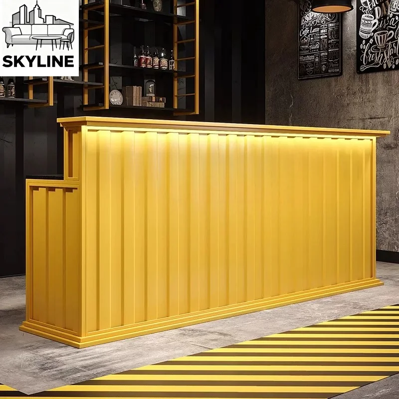 Commercial Container-style Iron Checkout Desk, Industrial Service Counter for Catering & Fitness Entertainment Space