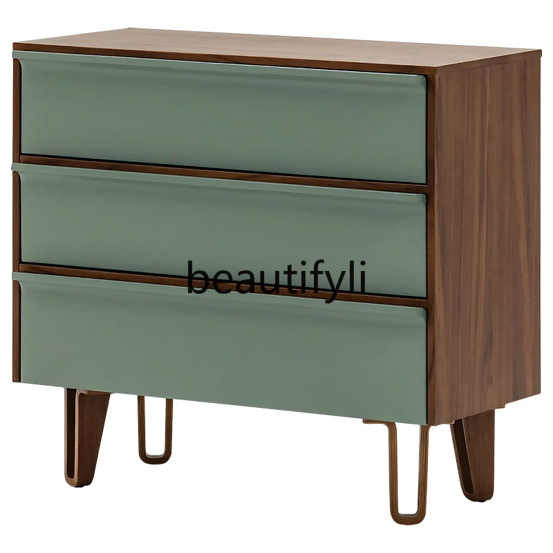 

Medieval retro color matching 3 drawers cabinet tall feet