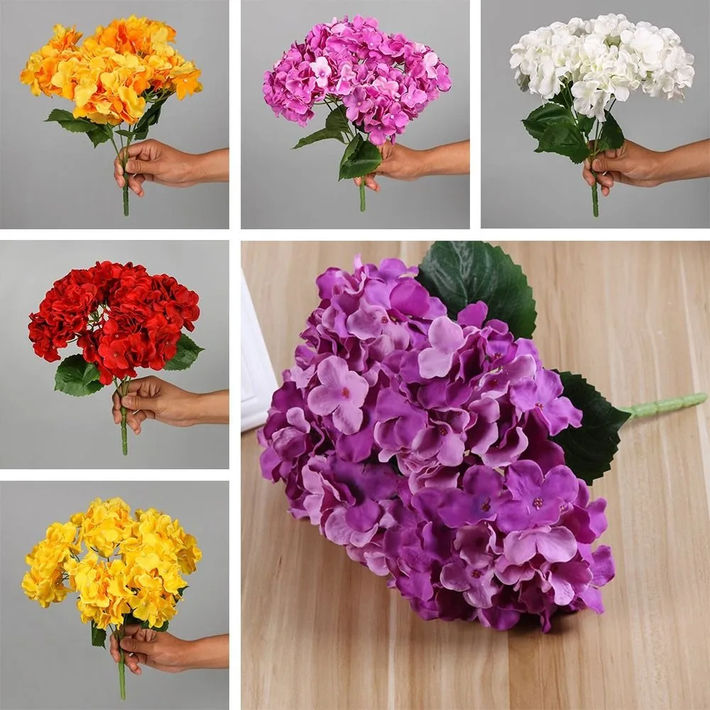 

Decorative 5 Heads Artificial Hydrangea Flower Silk DIY Fake Hydrangea Bouquet Bridal Bouquet Wedding Floral Arrangement