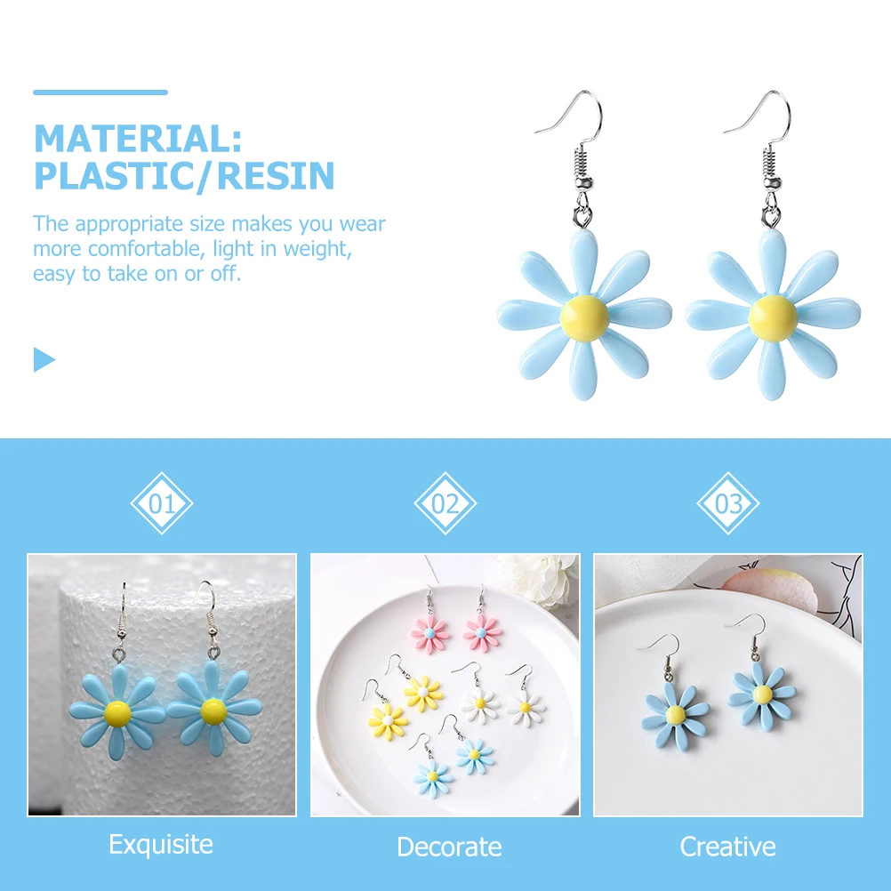 

Candy Colored Earrings Women's Fashion Jewelries Daisy Sweet Dangle Plastic Flower