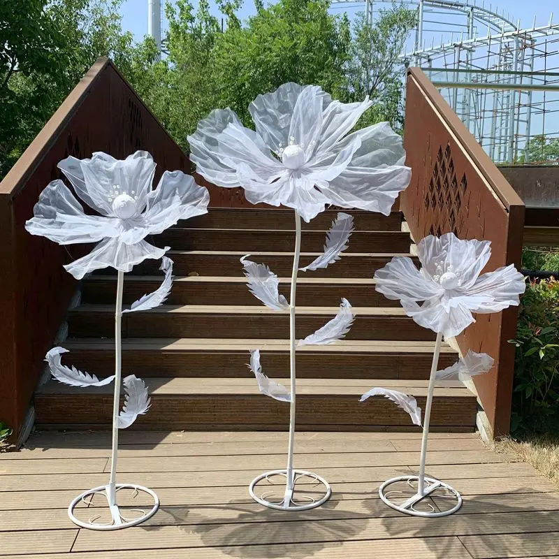 Standing Giant Flower Decoration Set Silk Rose Artificial Flowers Wedding Dress Shop Window Display Props