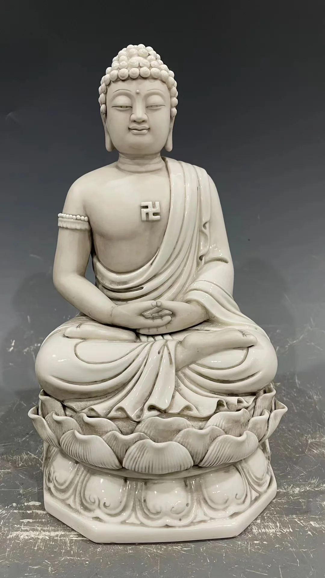 Antique QingDynasty porcelain statue,DeHua Kiln buddha,#07,with mark,Hand-carved crafts,Decoration,Collection&Adornment