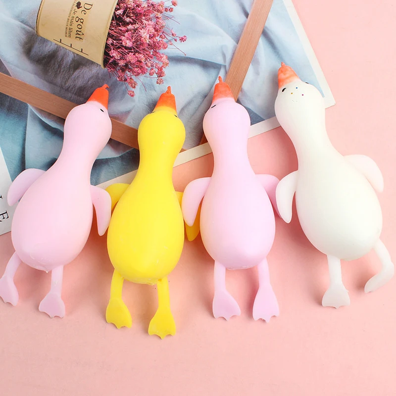 

1Pc Z30 Duck Shape Toy Bounce And Decompression White Cartoon Shape Pressure Relief Duck Lala Duck