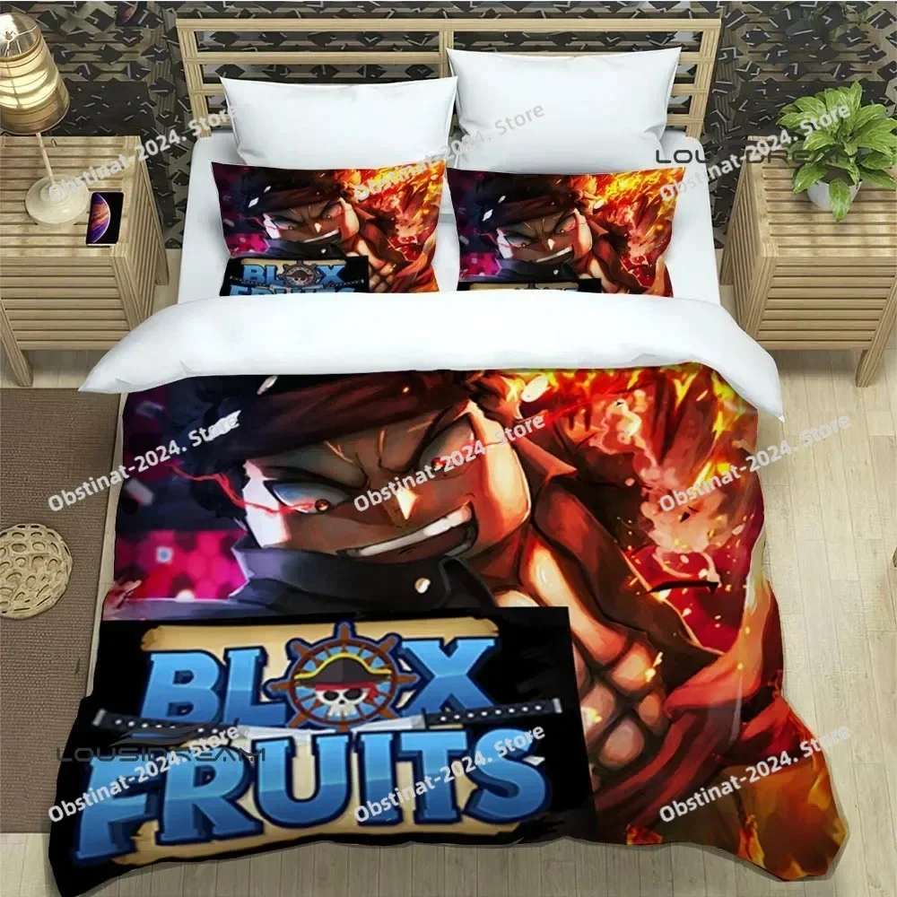 

3D game B-blox fruits Bedding Set Printed single Comforter Quilt Bed Cover Duvet Cover Pillow Case 3 Pieces Sets Kids Adult Size