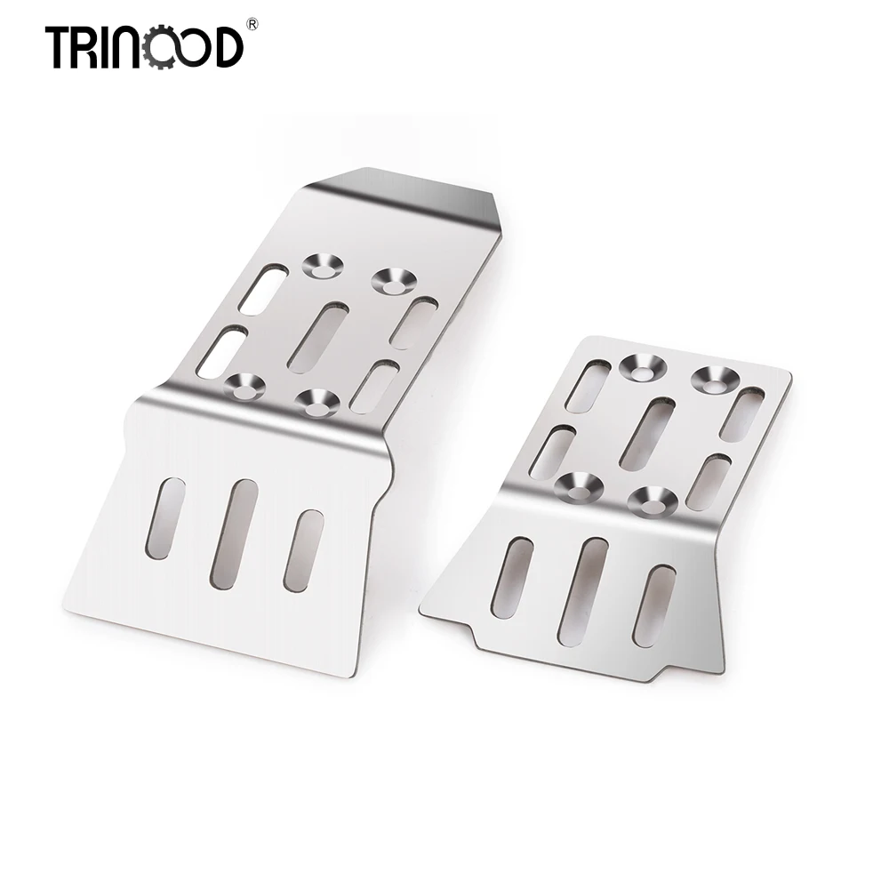 TRINOOD 1Set Stainless Steel Front and Rear Chassis Armor Protector for 1/18 Granite Grom RC Car Upgrade Parts Accessories