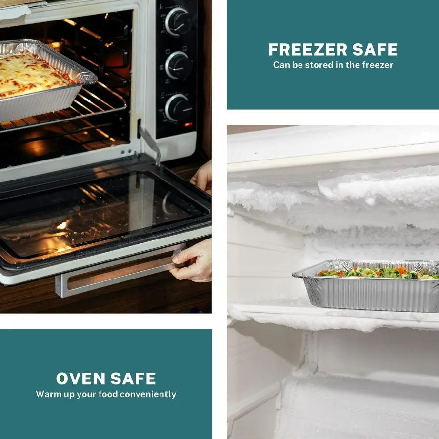 مقالي رقائق ألومنيوم مستديرة مقاس 9 بوصات مع أغطية قبة شفافة للطهي والخبز وإعادة التسخين ومقالي الوجبات الجاهزة للاستعمال مرة واحدة (9 بوصة / 400 مجموعة) #3