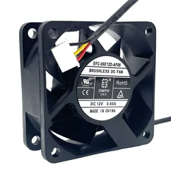 EFC-06E12D EFC-06E12D-AF09 6025 12V 0.60A 60X60X25mm 60mm 6cm Server Inverter Power Supply PSU Axial Cooling Fan