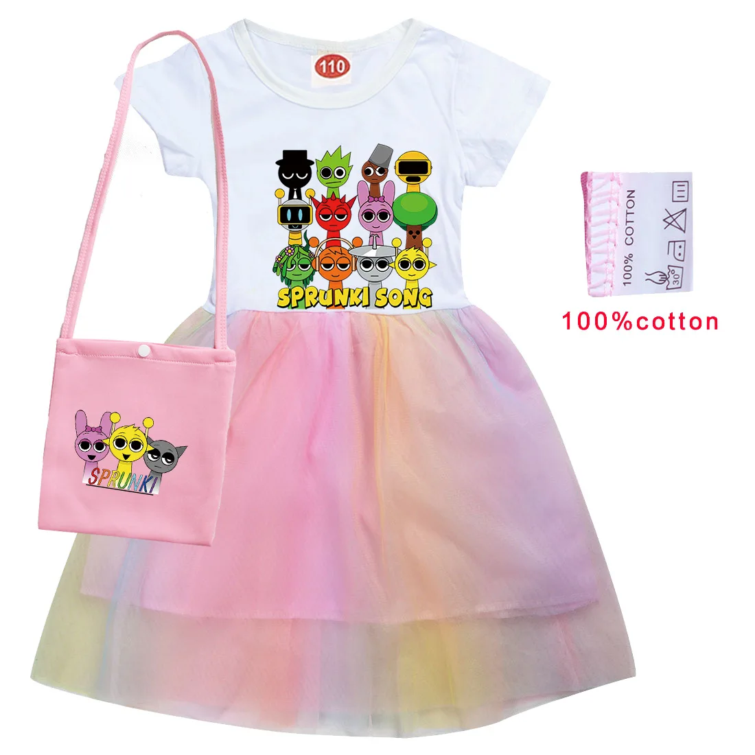 Sprunki song music Incredibox Dress for Kids Lace Casual Dresses for Baby Girls Super Clothes for Children Wedding Party Summer