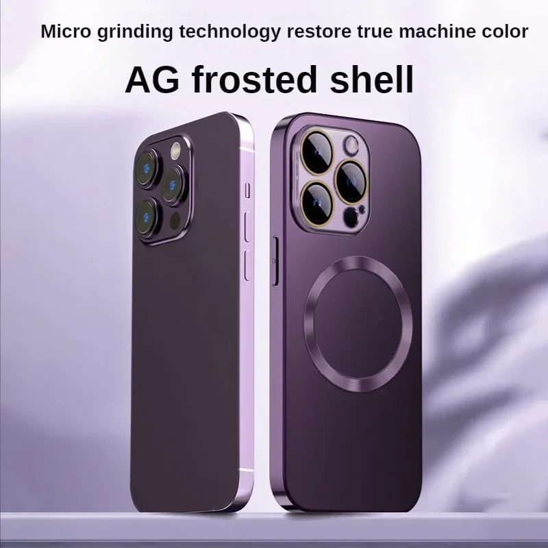 Luxury AG Frosted Galss Magnetic Wireless Charging Case For Iphone14 13 12 11 Pro Max Full lens protection Cover Free shipping