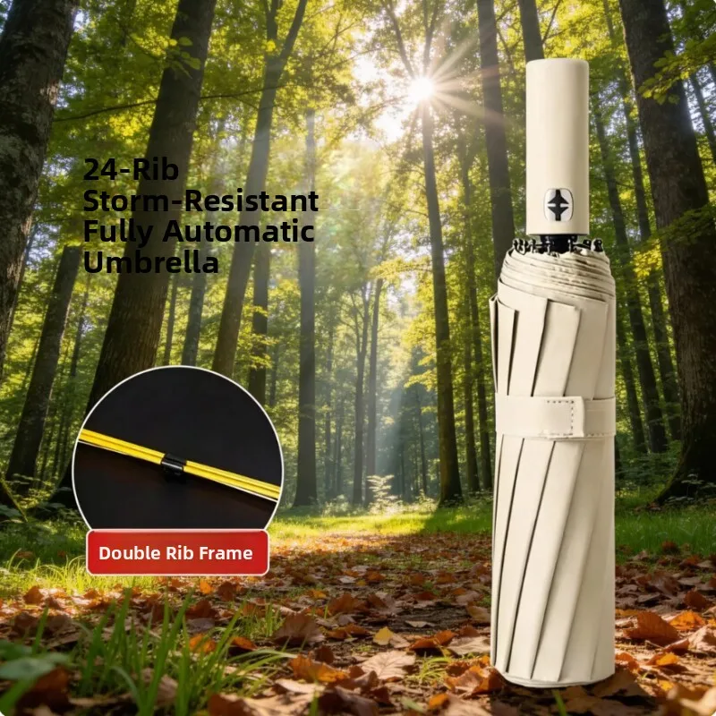 

Thickened Large Automatic Sunshade Umbrella Men's Women's Reinforced Double-sided Sunny Rainproof Windproof Solar Protection